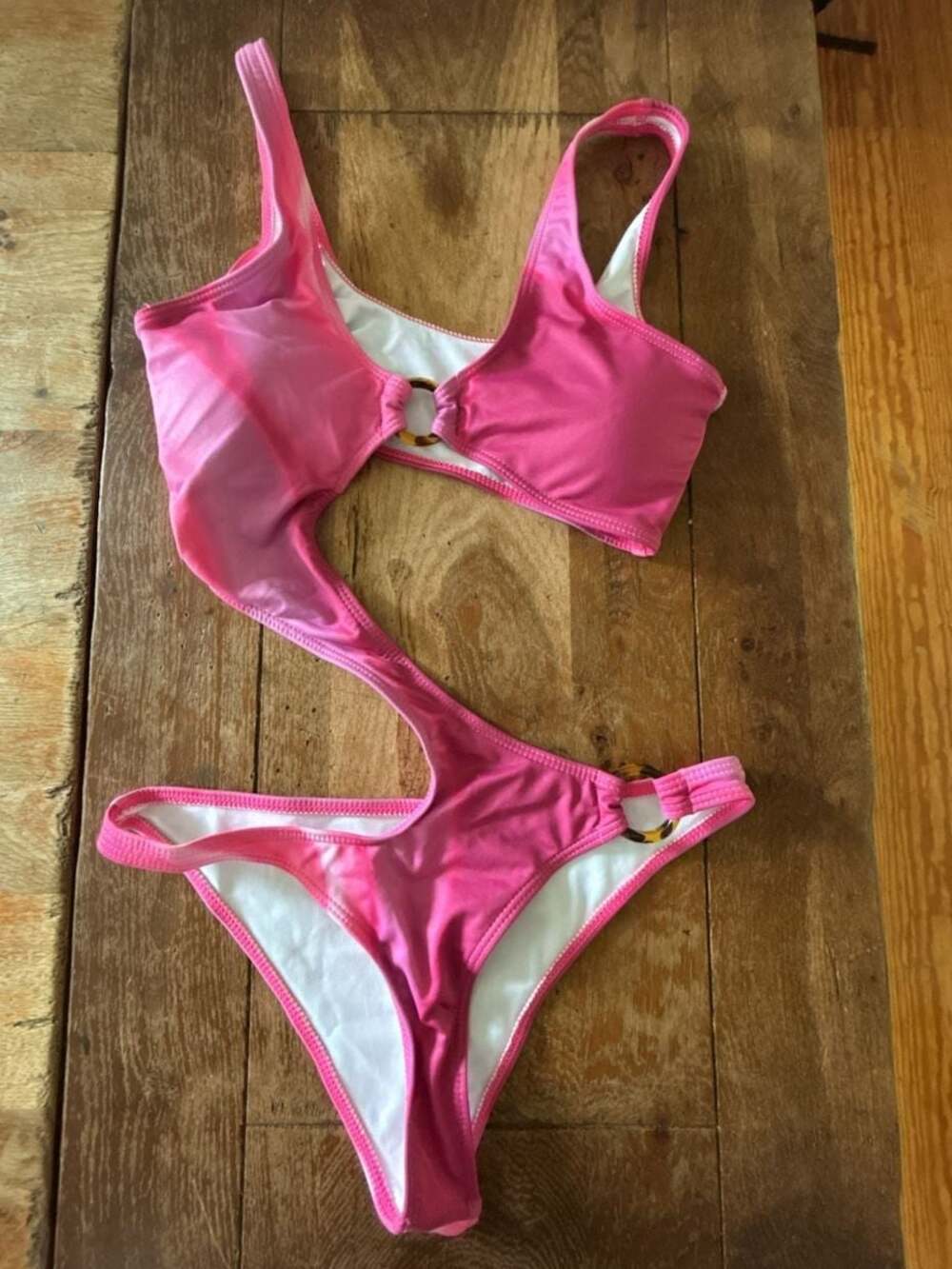 Pink Tie-Dye Cutout One-Piece Swimsuit Size S